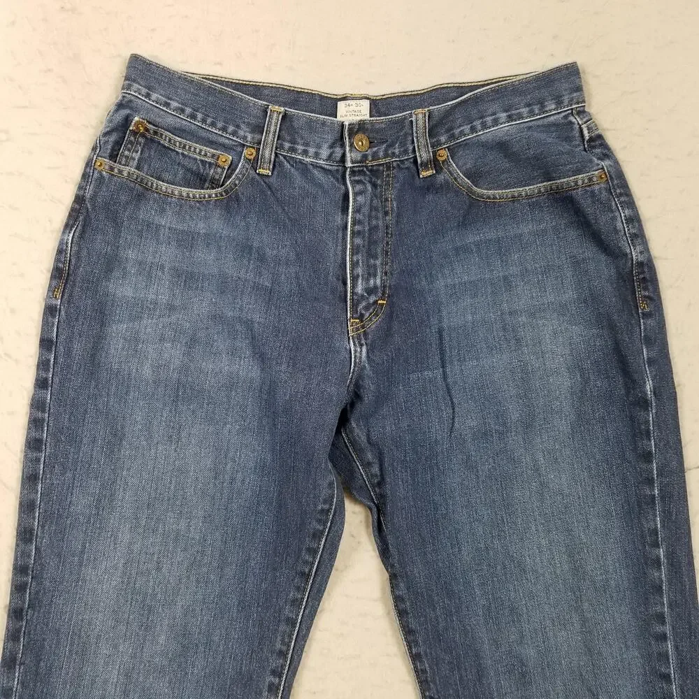 J Crew Jeans Mens 34x30 Blue Vintage Slim Straight Denim Medium Wash‎ Casual